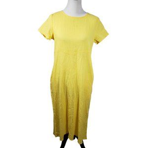 Zanzea Collection Women's Medium Yellow Short Sleeve Dress NWT w/ Pockets